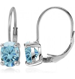 Sterling Silver 8x6mm Oval-Cut Solitaire Leverback Earrings Made with European Crystals Light Blue $16.49 Earrings