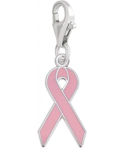 Breast Cancer Charm with Lobster Clasp White Gold $21.68 Bracelets