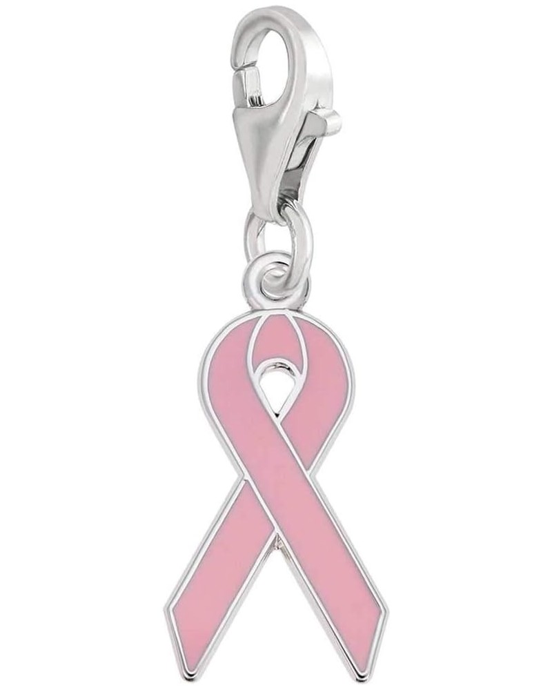 Breast Cancer Charm with Lobster Clasp White Gold $21.68 Bracelets