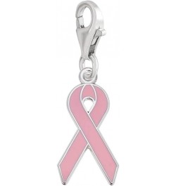 Breast Cancer Charm with Lobster Clasp White Gold $21.68 Bracelets