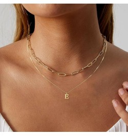 Gold Initial Necklaces for Women Girls,Dainty 14K Real Gold Plated Letter Necklace Small Initial Pendant Choker Necklace Pape...