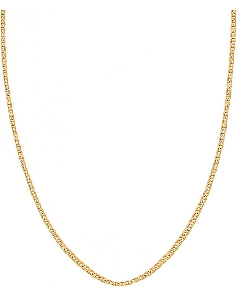 10K Solid Gold Italian Flat Mariner 1.5mm Link Chain Necklace-10 Karat Necklace Comes With Gift Box for Women & Men - Made in...