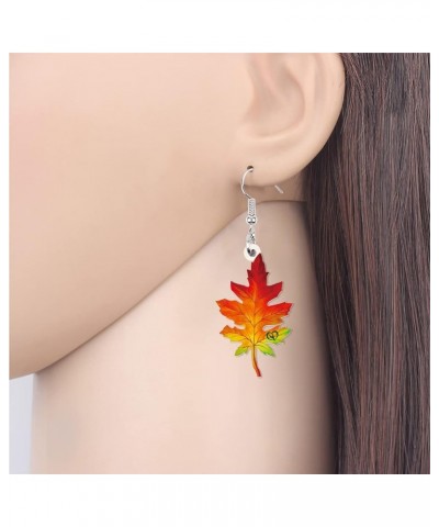 Acrylic Maple Leaf Earrings Anime Fall Leaf Jewelry for Girls Women Maple Gifts Orange $7.27 Earrings