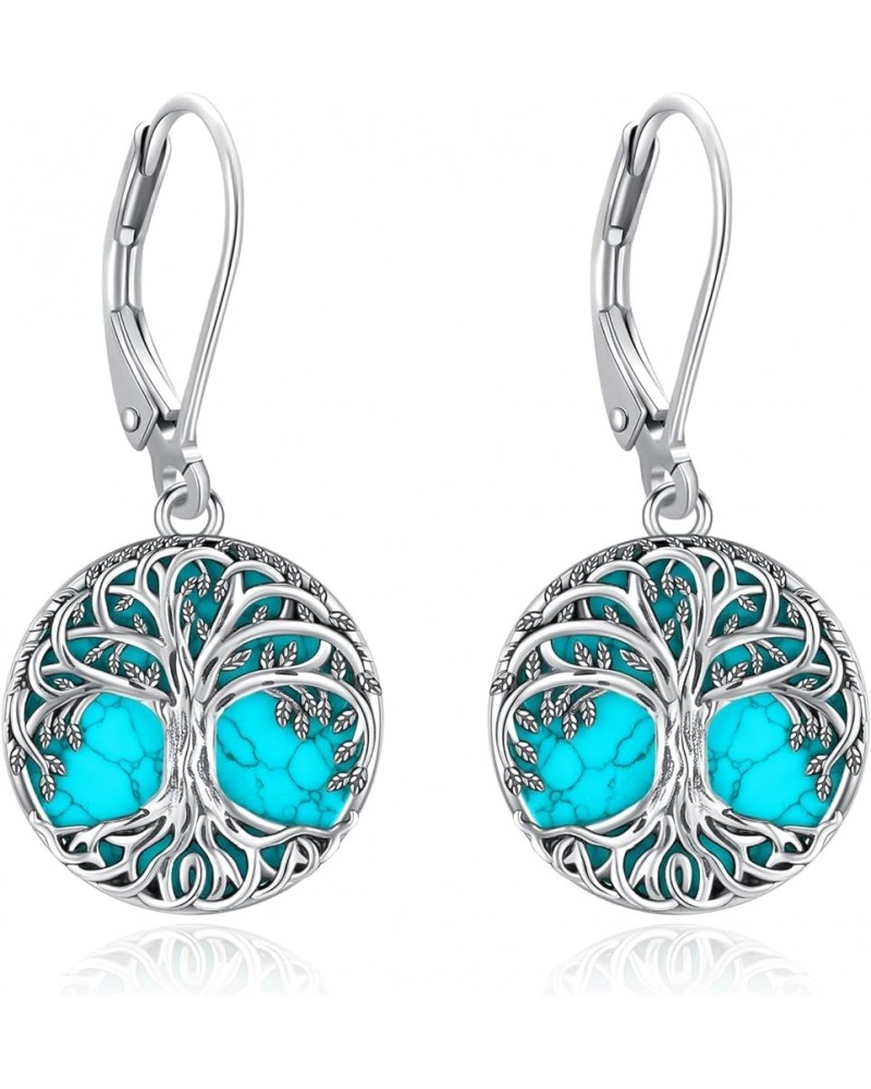 Tree of Life/Cat/Turtle/Celtic Knot/Turquoise/Moonstone Dangle Earrings for Women Sterling Silver Cute Animals Drop Earrings ...