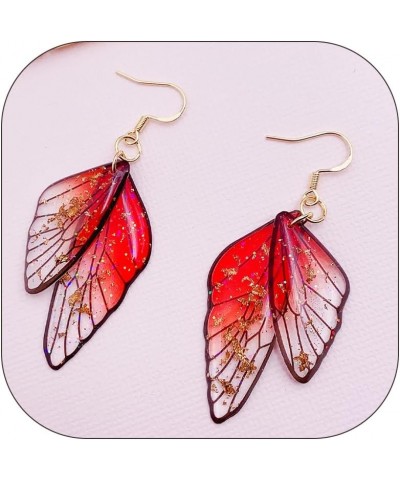 Butterfly Wing Drop Earrings for Women Girls Crystal Fairy Wing Earrings Multicolored Butterfly Wing Hook Earrings Party Wedd...