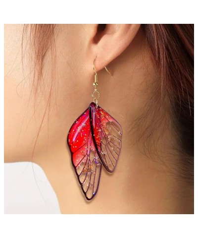 Butterfly Wing Drop Earrings for Women Girls Crystal Fairy Wing Earrings Multicolored Butterfly Wing Hook Earrings Party Wedd...