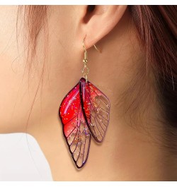 Butterfly Wing Drop Earrings for Women Girls Crystal Fairy Wing Earrings Multicolored Butterfly Wing Hook Earrings Party Wedd...