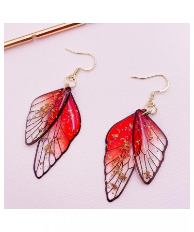 Butterfly Wing Drop Earrings for Women Girls Crystal Fairy Wing Earrings Multicolored Butterfly Wing Hook Earrings Party Wedd...