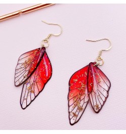 Butterfly Wing Drop Earrings for Women Girls Crystal Fairy Wing Earrings Multicolored Butterfly Wing Hook Earrings Party Wedd...