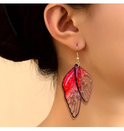 Butterfly Wing Drop Earrings for Women Girls Crystal Fairy Wing Earrings Multicolored Butterfly Wing Hook Earrings Party Wedd...