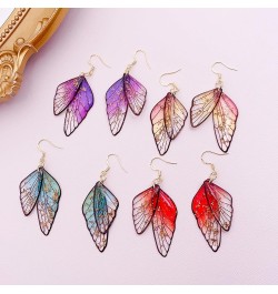 Butterfly Wing Drop Earrings for Women Girls Crystal Fairy Wing Earrings Multicolored Butterfly Wing Hook Earrings Party Wedd...