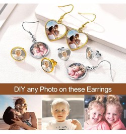 Custom Photo Earrings for Women 18K Gold Plated Stainless Steel Personalized Drop Dangle/Stud Earrings 03.Gold-Round Stud $11...