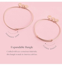 Because I Love You Expandable Wire Bangle Bracelet for Women, Meaningful Charms, 2 to 3.5 in Shiny Antique Gold Finish Goddau...