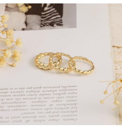 Stackable Rings for Women Girls, 14K Gold Plated Croissant Rings Set Non Tranish Braided Rings Dainty Fashion Jewelry Trendy ...