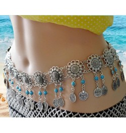 Boho Style Old Coin Pattern Waist Chain Gypsy for Women Jewelry Sexy Beach Body Chain Metal Tassel Belly Dance Waist Chain (C...