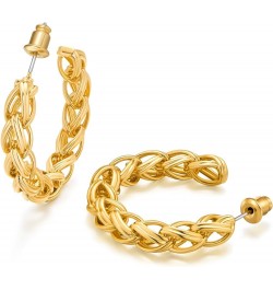 Gold Huggie Earrings Snake Hoop Earrings for Women14k Plated Twist Chuncky Studs Jewelry Gifts hoop-3 $10.07 Earrings