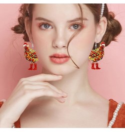 Funny Cute Kawaii Acrylic Big Hen Chicken Drop Dangle Earrings Thanksgiving Anime Turkey Animal Earrings for Women Girls Fash...