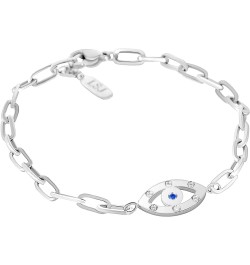 Evil Eye Chain Bracelets for Women 18k Gold plated or Silver Plated, Lucky, CZ, Jewelry Gift for Her Delicate Evil Eye - Silv...