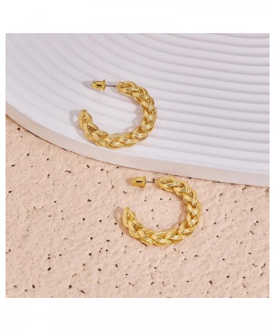 Gold Huggie Earrings Snake Hoop Earrings for Women14k Plated Twist Chuncky Studs Jewelry Gifts hoop-3 $10.07 Earrings