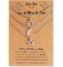 Friendship Necklaces for 3 Girls Cute BFF Necklace for Women Best Friend Necklace Dainty Sun Moon Star Necklaces Long Distanc...