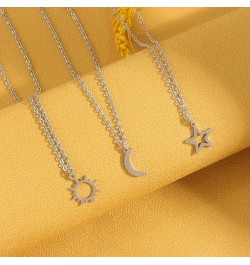 Friendship Necklaces for 3 Girls Cute BFF Necklace for Women Best Friend Necklace Dainty Sun Moon Star Necklaces Long Distanc...