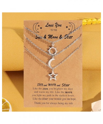 Friendship Necklaces for 3 Girls Cute BFF Necklace for Women Best Friend Necklace Dainty Sun Moon Star Necklaces Long Distanc...