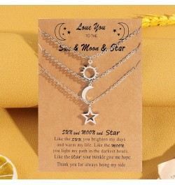 Friendship Necklaces for 3 Girls Cute BFF Necklace for Women Best Friend Necklace Dainty Sun Moon Star Necklaces Long Distanc...