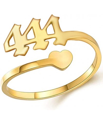 Stainless Steel Heart Charm Luck Angel Number Adjustable Size Wedding Band Anniversary Promise Ring Gold-444 $8.69 Rings