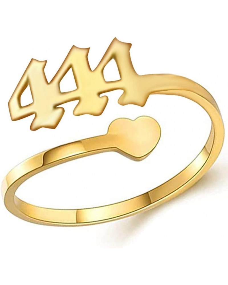 Stainless Steel Heart Charm Luck Angel Number Adjustable Size Wedding Band Anniversary Promise Ring Gold-444 $8.69 Rings