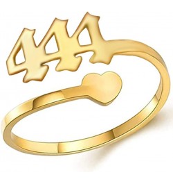 Stainless Steel Heart Charm Luck Angel Number Adjustable Size Wedding Band Anniversary Promise Ring Gold-444 $8.69 Rings