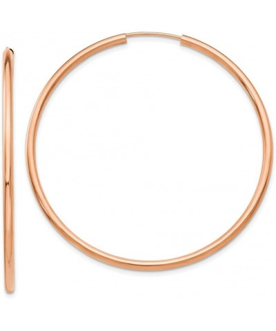 14k Yellow White Rose Gold Polished Round Endless 2mm Hoop Earrings Rose Gold 50mm $47.49 Earrings