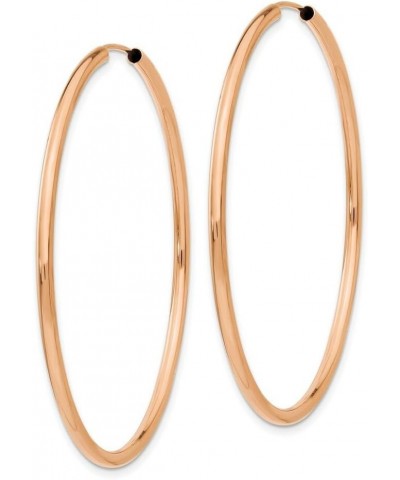 14k Yellow White Rose Gold Polished Round Endless 2mm Hoop Earrings Rose Gold 50mm $47.49 Earrings