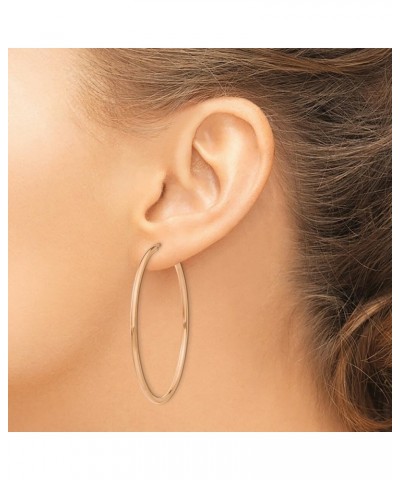 14k Yellow White Rose Gold Polished Round Endless 2mm Hoop Earrings Rose Gold 50mm $47.49 Earrings