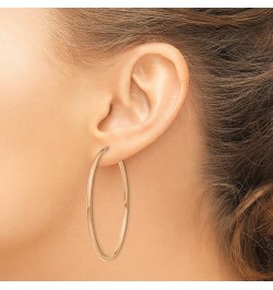 14k Yellow White Rose Gold Polished Round Endless 2mm Hoop Earrings Rose Gold 50mm $47.49 Earrings