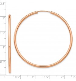 14k Yellow White Rose Gold Polished Round Endless 2mm Hoop Earrings Rose Gold 50mm $47.49 Earrings