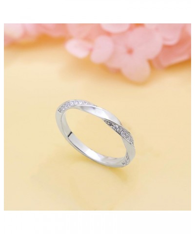 Twisted Infinity Ring 925 Sterling Silver Cut 5A Cubic Zirconia Wedding Band promise Engagement Rings for Women Size 5-10 Twi...