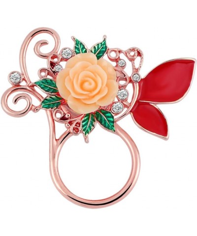 Exquisite Champagne Rose Bouquet with Red Enamel Wings Butterfly Eyeglass Holder Brooch Pin Rose gold $13.20 Brooches & Pins