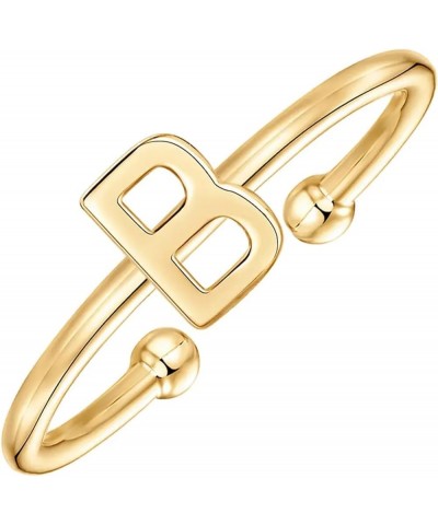 Boogey 18K Real Gold Plated Initial Ring Adjustable Letter Rings Stackable Rings for Women, Teens & Girls, a Gift for Her. B ...