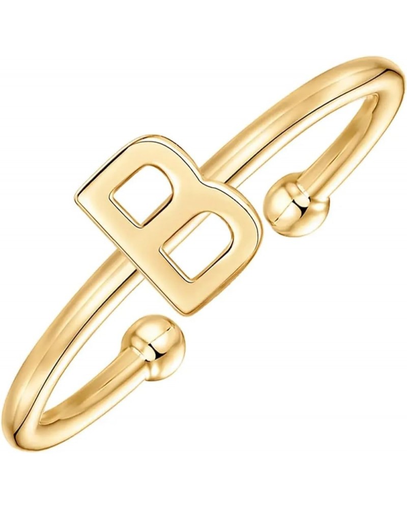 Boogey 18K Real Gold Plated Initial Ring Adjustable Letter Rings Stackable Rings for Women, Teens & Girls, a Gift for Her. B ...