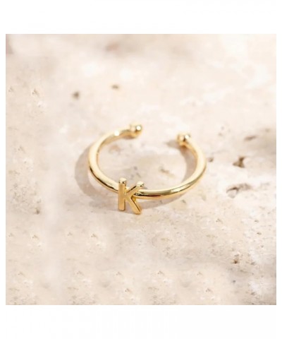 Boogey 18K Real Gold Plated Initial Ring Adjustable Letter Rings Stackable Rings for Women, Teens & Girls, a Gift for Her. B ...