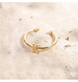 Boogey 18K Real Gold Plated Initial Ring Adjustable Letter Rings Stackable Rings for Women, Teens & Girls, a Gift for Her. B ...