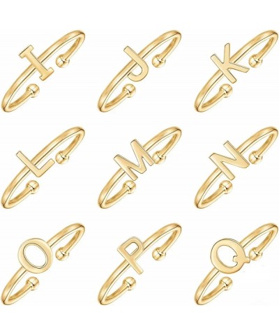 Boogey 18K Real Gold Plated Initial Ring Adjustable Letter Rings Stackable Rings for Women, Teens & Girls, a Gift for Her. B ...