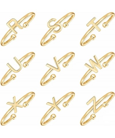 Boogey 18K Real Gold Plated Initial Ring Adjustable Letter Rings Stackable Rings for Women, Teens & Girls, a Gift for Her. B ...