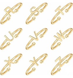 Boogey 18K Real Gold Plated Initial Ring Adjustable Letter Rings Stackable Rings for Women, Teens & Girls, a Gift for Her. B ...