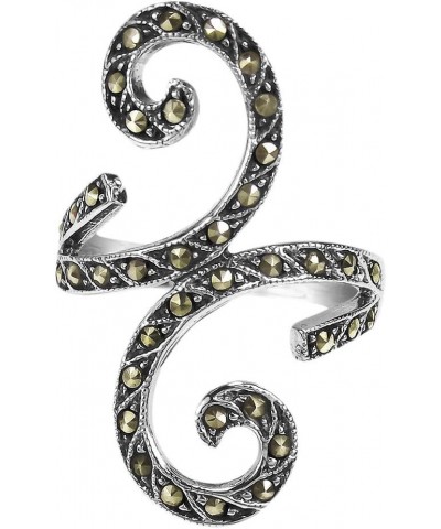 Beautiful Marcasite Style Pyrite Front Swirl .925 Sterling Silver Ring (6) $16.28 Rings