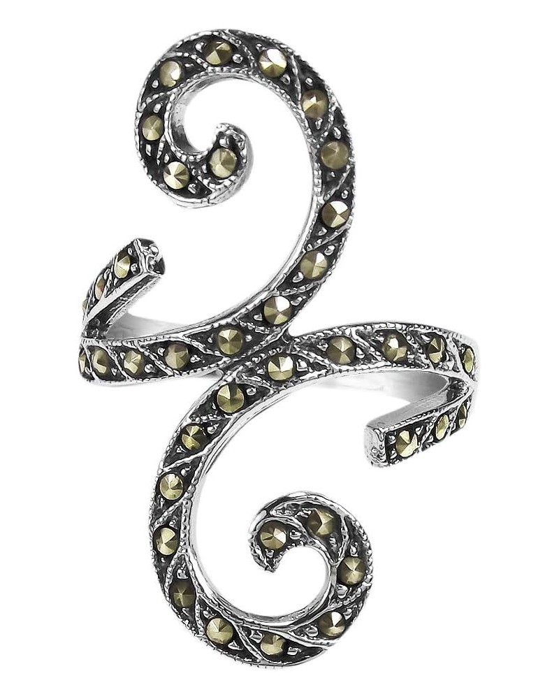 Beautiful Marcasite Style Pyrite Front Swirl .925 Sterling Silver Ring (6) $16.28 Rings