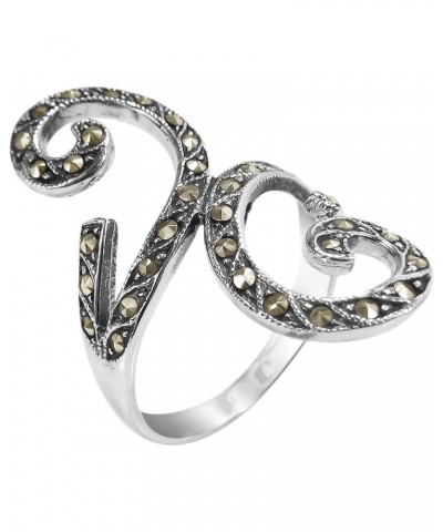 Beautiful Marcasite Style Pyrite Front Swirl .925 Sterling Silver Ring (6) $16.28 Rings