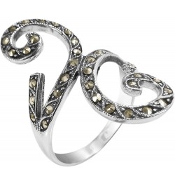 Beautiful Marcasite Style Pyrite Front Swirl .925 Sterling Silver Ring (6) $16.28 Rings