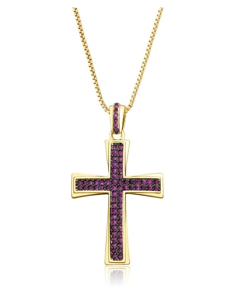 14K Gold Plated Cross Inlay Pendant Necklace for Women | Cross Pendant | Fashion Jewelry Gifts Purple gold-plated-copper $10....