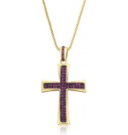 14K Gold Plated Cross Inlay Pendant Necklace for Women | Cross Pendant | Fashion Jewelry Gifts Purple gold-plated-copper $10....